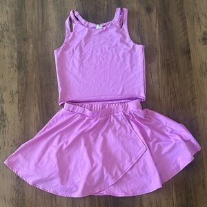 Yogalicious Pink Girls Two-Piece Tank and Skirt Set